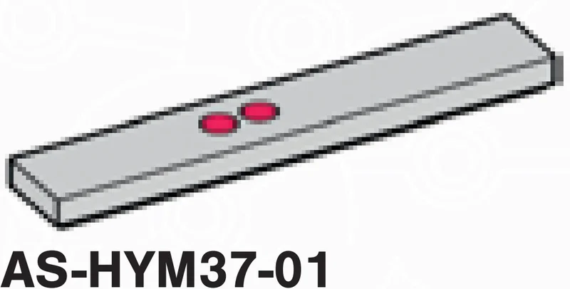 Tile 1 x 6 with two red circles offset from center in Gray, Dull