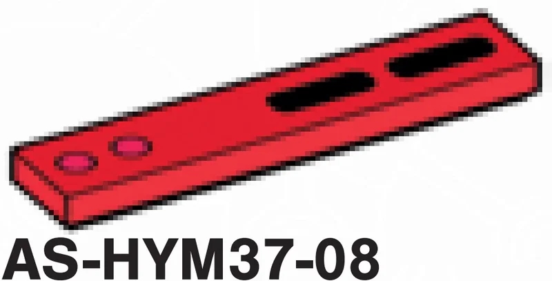 Tile 1 x 5 w/ 2 black circles & 2 black rounded rectangles in Red, Flame