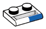 Plate 1 x 2 with enclosed handle and blue detail, left in Multicolored