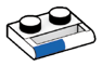 Plate 1 x 2 with enclosed handle and blue detail, right in Multicolored
