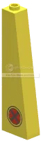 Slope brick 70 1 x 5 x 2 yellow with red and black ''X'' ensignia in Multicolored