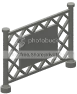 Wall 8 x 4.33 x 1 mesh fence with WARNING on central panel in Multicolored