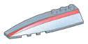 Wedge 2 x 8 double left, with red stripe along sloped edge in Multicolored