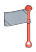 Bar 5L with flag, red pole with dull silver gray banner in Multicolored