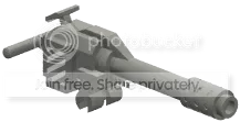 Weapon, Vehicle: heavy gun on horizontal clip with dull chrome in Gray, Dark