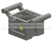Container: box, shielded with handles and caution signs in Silver, Dull