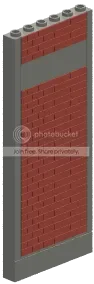 Wall 6 x 12 x 1 dark red brick pattern, interrupted in Silver, Dull