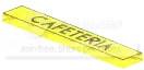 "Tile 1 x 6 with ''CAFETERIA'' printed in black in Multicolored