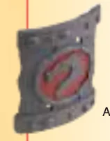 Weapon, Armor: shield, medium with dragon facing left on red field