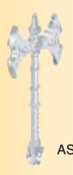 Weapon, Melee: axe, two-headed stone with chrome finish