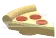 Food: pizza slice with three pepperoni slices, multi-colored in Brown, Light Tan