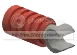 Connector: clip with cylindrical grill, dark red detail in Gray, Steel