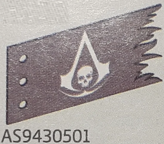 Fixture: flag, black with white skull emblem, fabric in Black