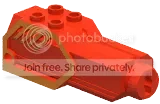Weapon, Missile: launcher on 2 x 3 base red, gold detail in Multicolored