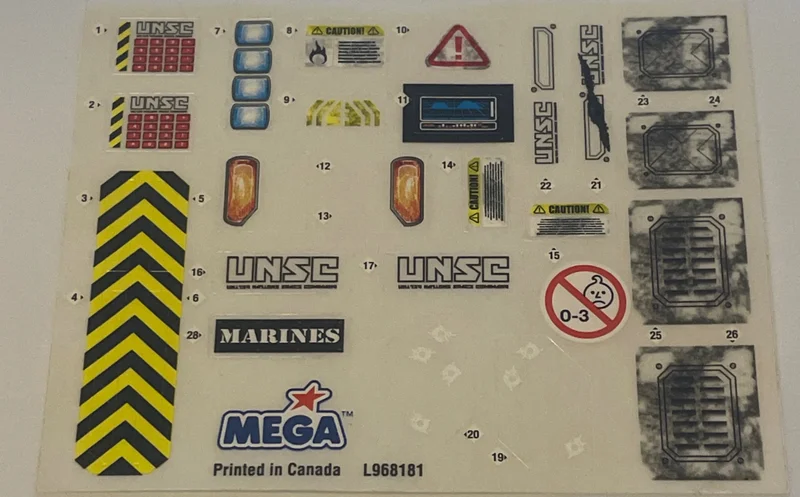 Decal sheet for 96818 UNSC Gremlin