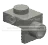 Bracket 1 x 1 - 1 x 1 with tall stud on face in Chrome (Metalic)