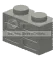 Brick 1 x 2 with vertical cutout and six notches in Gray