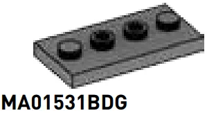 Plate 2 x 4 with 4 studs in Gray, Dark (Flake)