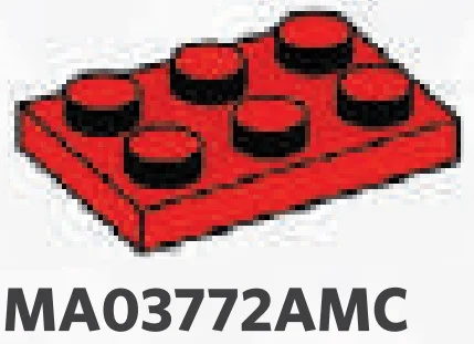 Plate 2 x 3 in Red, Flame