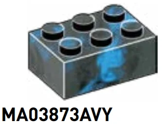 Brick 2 x 3 in Blue/Black, Marbled