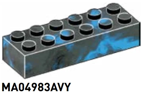 Brick 2 x 6 in Blue/Black, Marbled