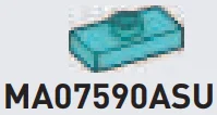 Plate 1 x 2 with one stud, centered in Teal