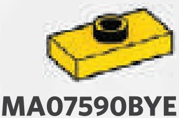 Plate 1 x 2 with one stud, centered in Yellow, Lemon