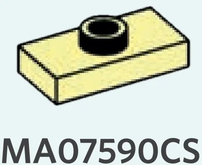 Plate 1 x 2 with one stud, centered in Yellow, Pastel