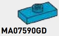 Plate 1 x 2 with one stud, centered in Blue, Rich Sky