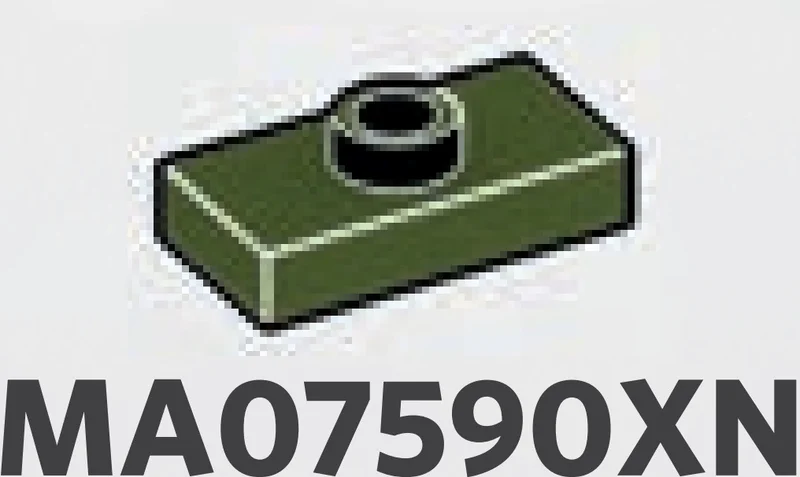 Plate Modified 1 x 2 with one stud, centered in Dark Green, Military