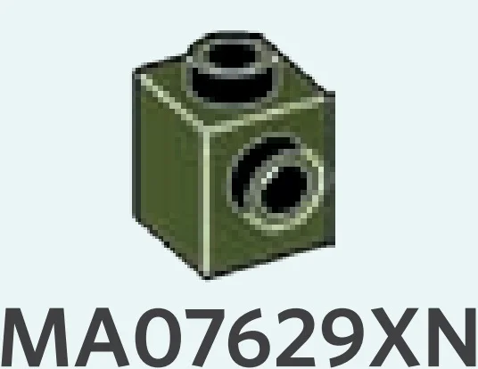 Brick Modified 1 x 1 with side stud in Dark Green, Military