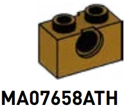 Brick 1 x 2 with hole in Gold, Tarnished