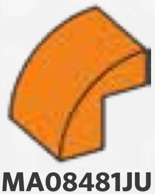 Brick 2 x 2 x 2 with half-curved top in Orange, Smoky