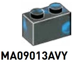 Brick 1 x 2 in Blue/Black, Marbled