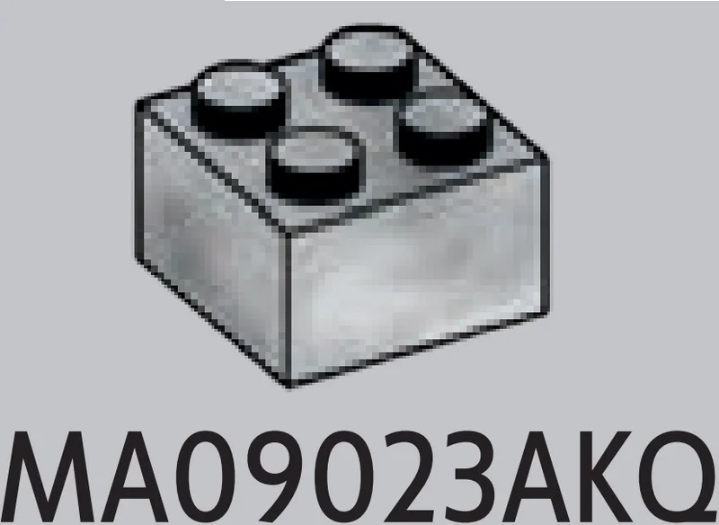 Brick 2 x 2 in White with Black Marbling (Camo)