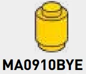 Brick 1 x 1 round in Yellow, Lemon
