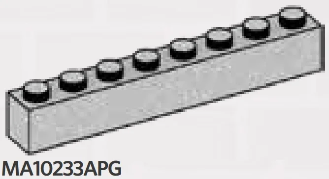 Brick 1 x 8 in Gray, Steel