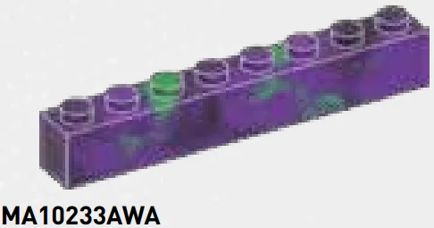 Brick 1 x 8 in Purple/Green, Marbled