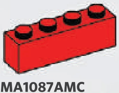 Brick 1 x 4 in Red, Flame