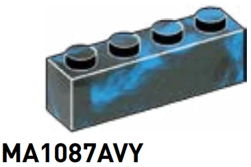 Brick 1 x 4 in Blue/Black, Marbled