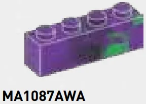 Brick 1 x 4 in Purple/Green, Marbled
