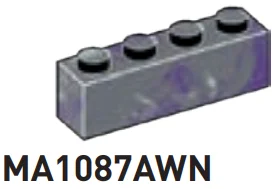 Brick 1 x 4 in Dark Gray/Purple, Marbled