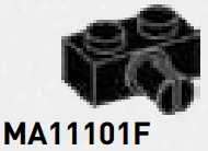Brick 1 x 2 two-thirds-height with axle in Black
