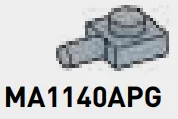 Plate 1 x 1 with horizontal pin in Gray, Steel
