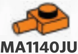 Plate Modified 1 x 1 with horizontal pin in Orange, Smoky