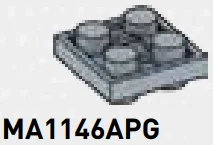 Plate 2 x 2 connector: male:male in Gray, Steel