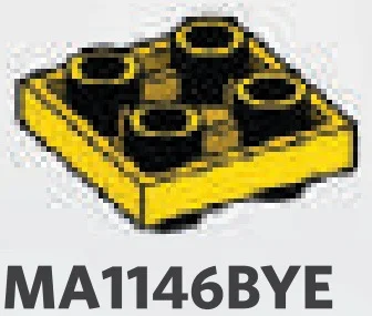 Plate Modified 2 x 2 connector: male:male in Yellow, Lemon