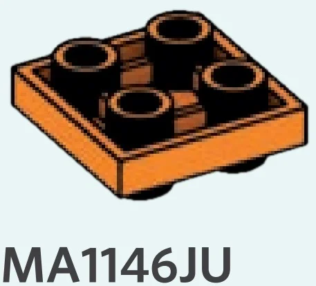 Plate Modified 2 x 2 connector: male:male in Orange, Smoky