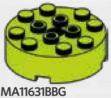 Brick 4 x 4 round with hole in Green, Spring