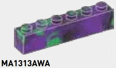 Brick 1 x 6 in Purple/Green, Marbled
